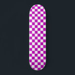 Purple White Chequered Check Pattern Skateboard<br><div class="desc">Purple and White Check Chequered Geometric Squares Pattern Design</div>