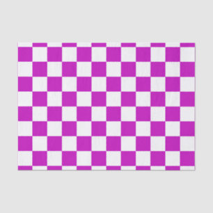 Purple White Chequered Check Pattern Tissue Paper