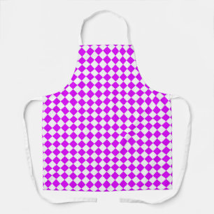 Purple White Chequered Diamond Pattern Apron