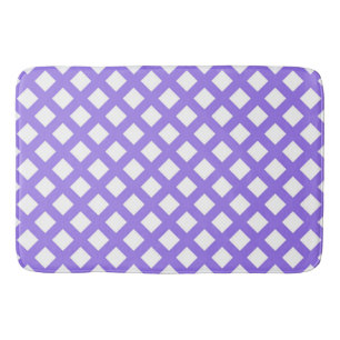 Purple White Chequered Diamond Pattern Bath Mat