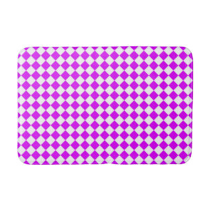 Purple White Chequered Diamond Pattern Bath Mat