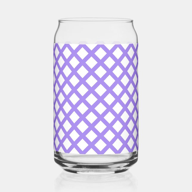 Purple White Chequered Diamond Pattern Can Glass (Front)