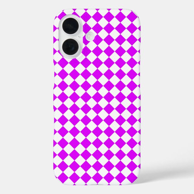 Purple White Chequered Diamond Pattern Case-Mate iPhone Case (Back)