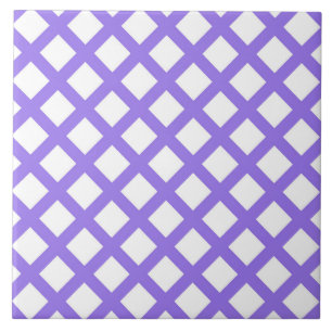 Purple White Chequered Diamond Pattern Ceramic Tile