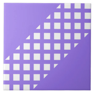 Purple White Chequered Diamond Pattern Ceramic Tile