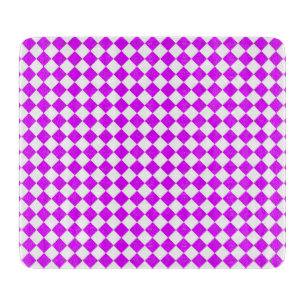 Purple White Chequered Diamond Pattern Cutting Board