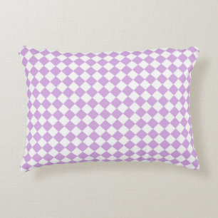 Purple White Chequered Diamond Pattern Decorative Cushion