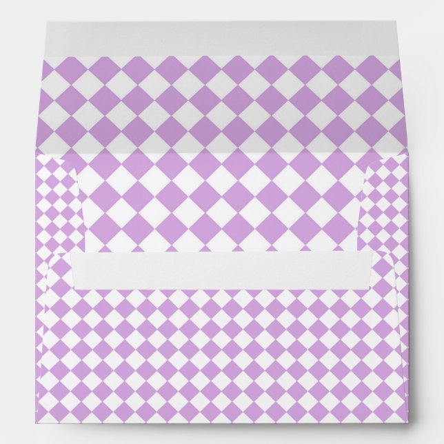 Purple White Chequered Diamond Pattern Envelope (Back (Bottom))