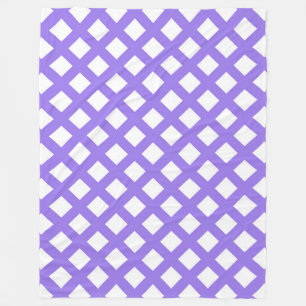Purple White Chequered Diamond Pattern Fleece Blanket