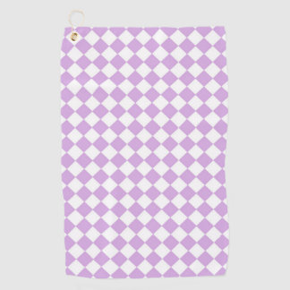 Purple White Chequered Diamond Pattern Golf Towel