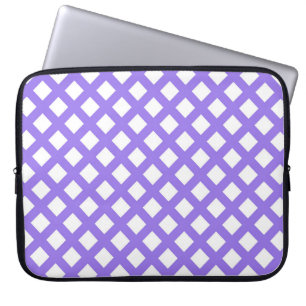 Purple White Chequered Diamond Pattern Laptop Sleeve
