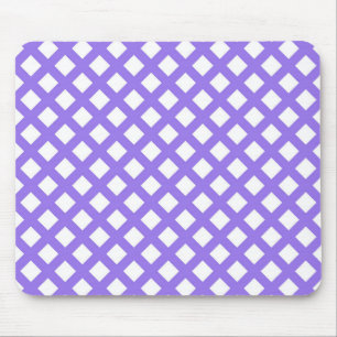Purple White Chequered Diamond Pattern Mouse Pad
