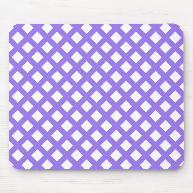 Purple White Chequered Diamond Pattern Mouse Pad (Front)