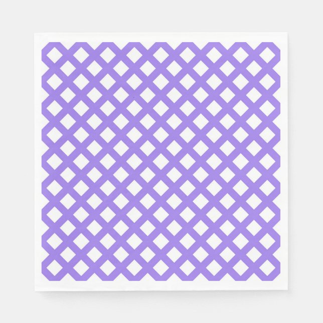 Purple White Chequered Diamond Pattern Napkin (Front)