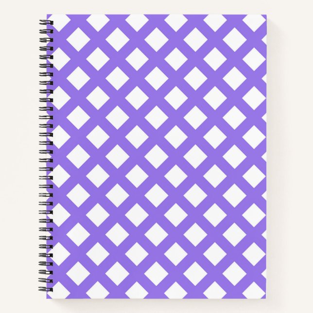 Purple White Chequered Diamond Pattern Notebook (Front)