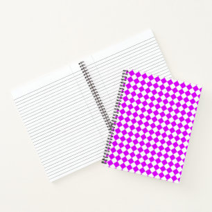 Purple White Chequered Diamond Pattern Notebook