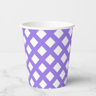 Purple White Chequered Diamond Pattern Paper Cups