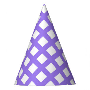 Purple White Chequered Diamond Pattern Party Hat