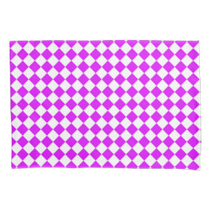 Purple White Chequered Diamond Pattern Pillowcase