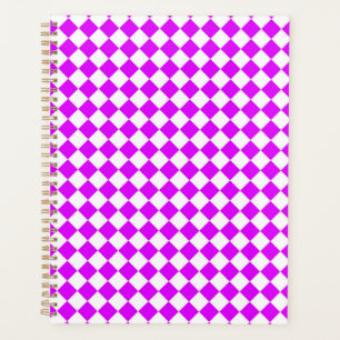 Purple White Chequered Diamond Pattern Planner