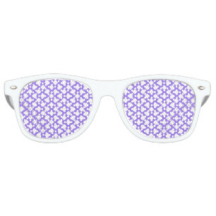 Purple White Chequered Diamond Pattern Retro Sunglasses