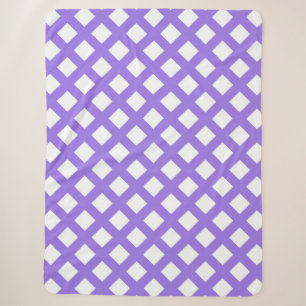 Purple White Chequered Diamond Pattern Sherpa Blanket