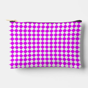Purple White Chequered Diamond Pattern Small Accessory Pouch