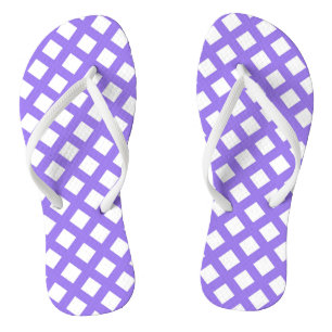 Purple White Chequered Diamond Pattern Thongs