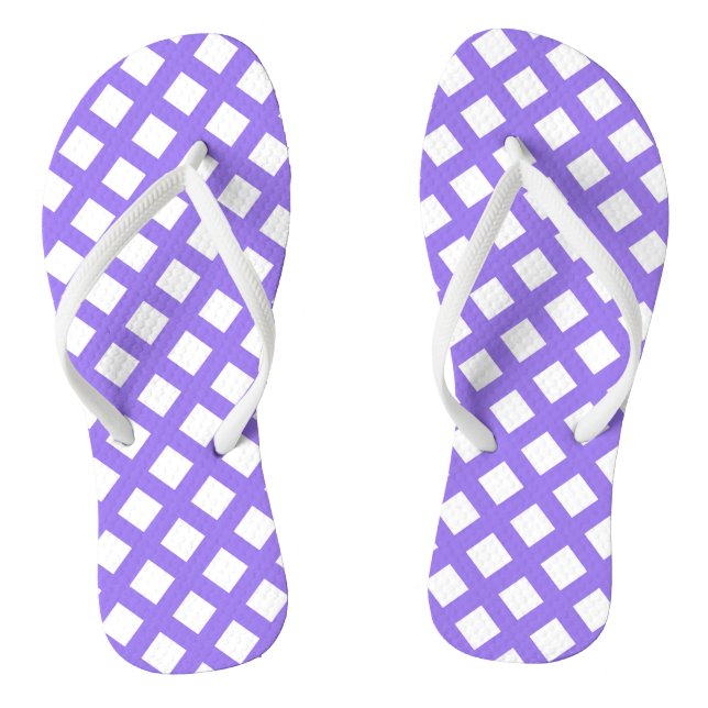 Purple White Chequered Diamond Pattern Thongs (Footbed)