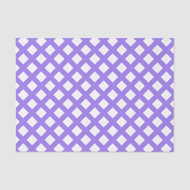 Purple White Chequered Diamond Pattern Tissue Paper (Front)