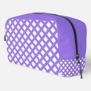 Purple White Chequered Diamond Pattern Toiletry Ba Dopp Kit