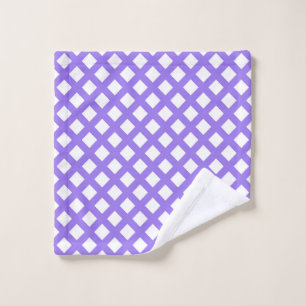 Purple White Chequered Diamond Pattern Wash Cloth