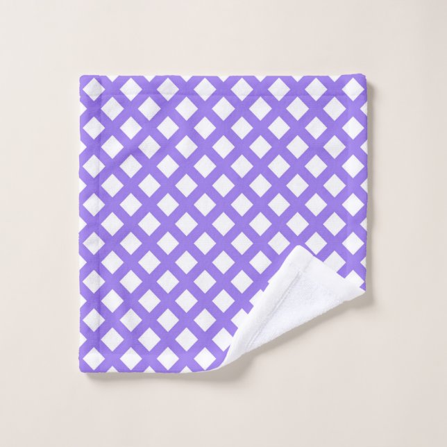 Purple White Chequered Diamond Pattern Wash Cloth (Wash Cloth)