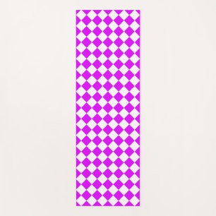 Purple White Chequered Diamond Pattern Yoga Mat