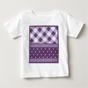 Purple White Chequered Polka Dot Floral Damask Art Baby T-Shirt