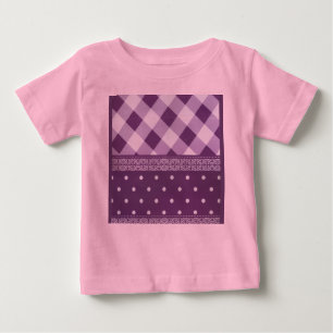 Purple White Chequered Polka Dot Floral Damask Art Baby T-Shirt