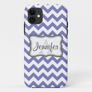 Purple & White Chevron Monogram iPhone 5 11 Case