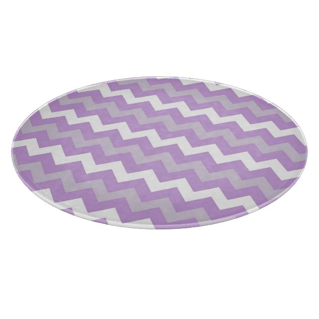 Purple white chevron pattern glass cutting board (Corner)