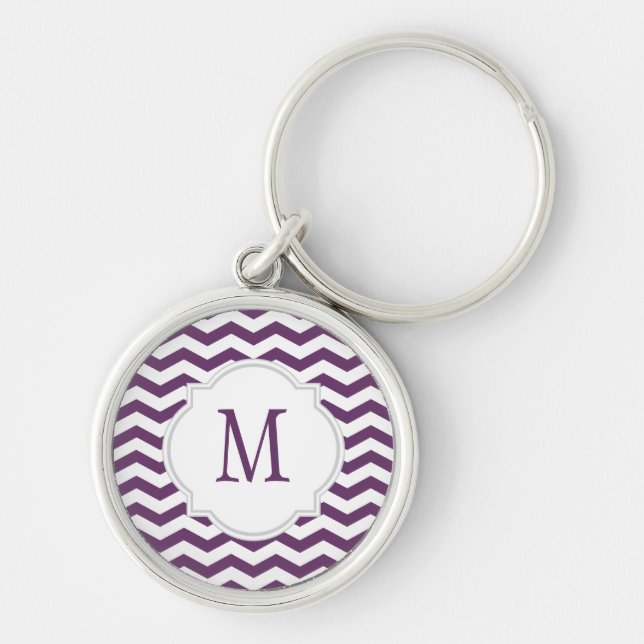 Purple & White Chevron Pattern Key Ring (Front)