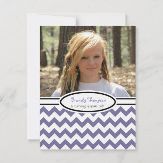 Purple & White Chevron: Picture:Party Invitation