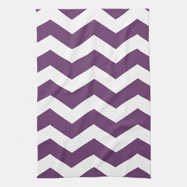 Purple & White Chevron Tea Towel (Vertical)