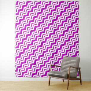 Purple White Chevron Zigzag Pattern Design Tapestry
