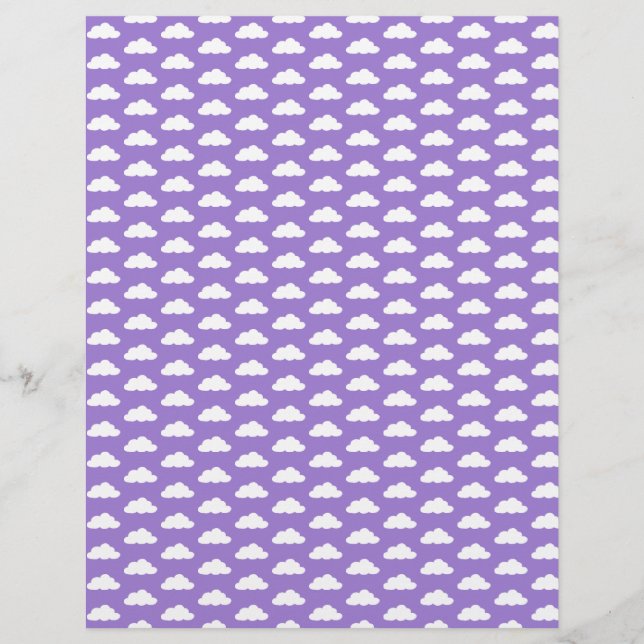 Purple White Cloud Pattern Card Making Paper (Front)