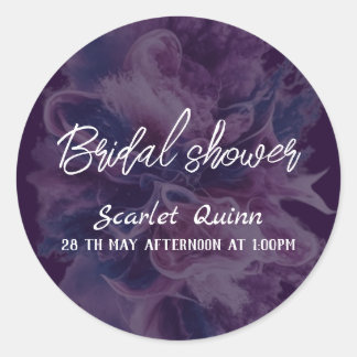 Purple white colour  blast bridal shower#2 classic round sticker