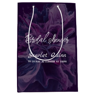 Purple white colour blast bridal shower medium gift bag