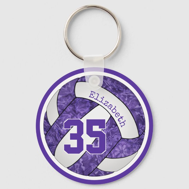 purple white custom girls volleyball team gifts key ring (Front)