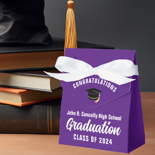 Purple White Customisable School Graduation Party Favour Box