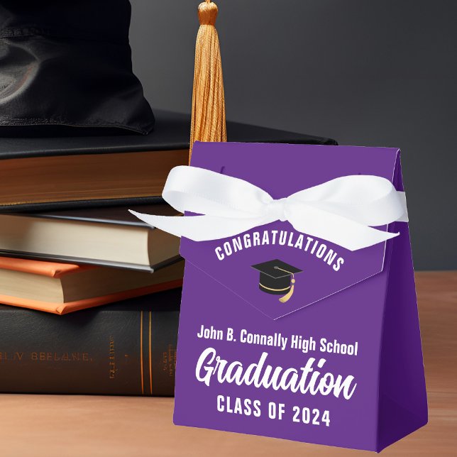 Purple White Customisable School Graduation Party Favour Box (Creator Uploaded)