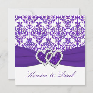 Purple, White Damask Couples Shower Invitation