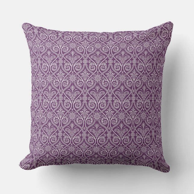 Purple & White Damask Pillow (Front)